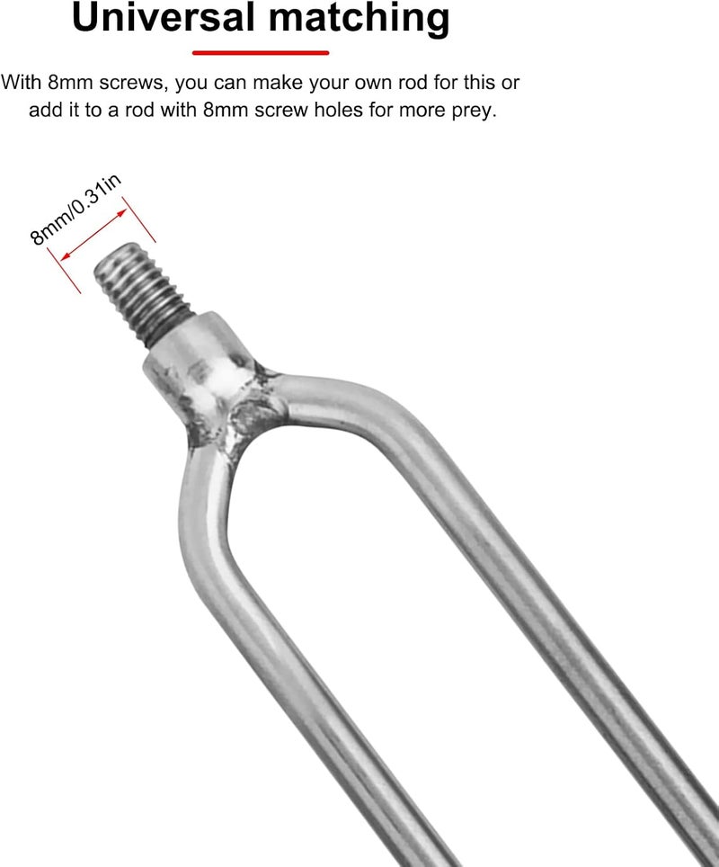 EVTSCAN 4 PCS Stainless Steel Fishing Spear with 2 Prongs, 8mm Threaded Fishing Harpoon Gaff Hook for Outdoor Fishing Tackle - Image 2